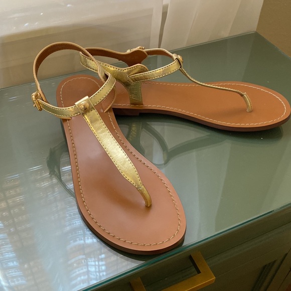 Coach Metallic Gold T-Strap Sandals - Picture 3 of 11